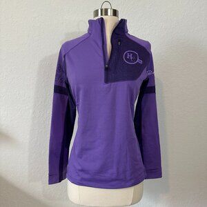 Women's M S Hot Chocolate 15K Warm Athletic Running Shirt Purple Quarter Zip